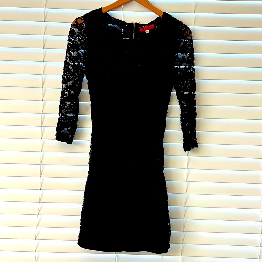 Black lace mini dress